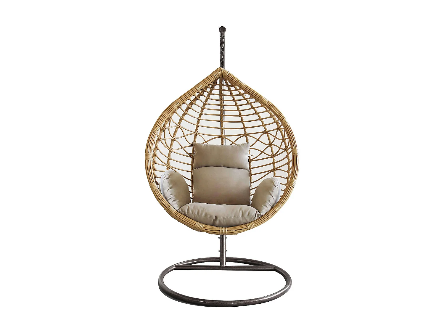 MilaniHome.it - Sedia Sospesa Poltrona A Dondolo Intrecciato In Rattan Per Casa E Giardino Con Cuscinodi coloreMarrone