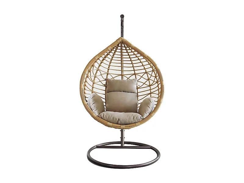 MilaniHome.it - Sedia Sospesa Poltrona A Dondolo Intrecciato In Rattan Per Casa E Giardino Con Cuscinodi coloreMarrone