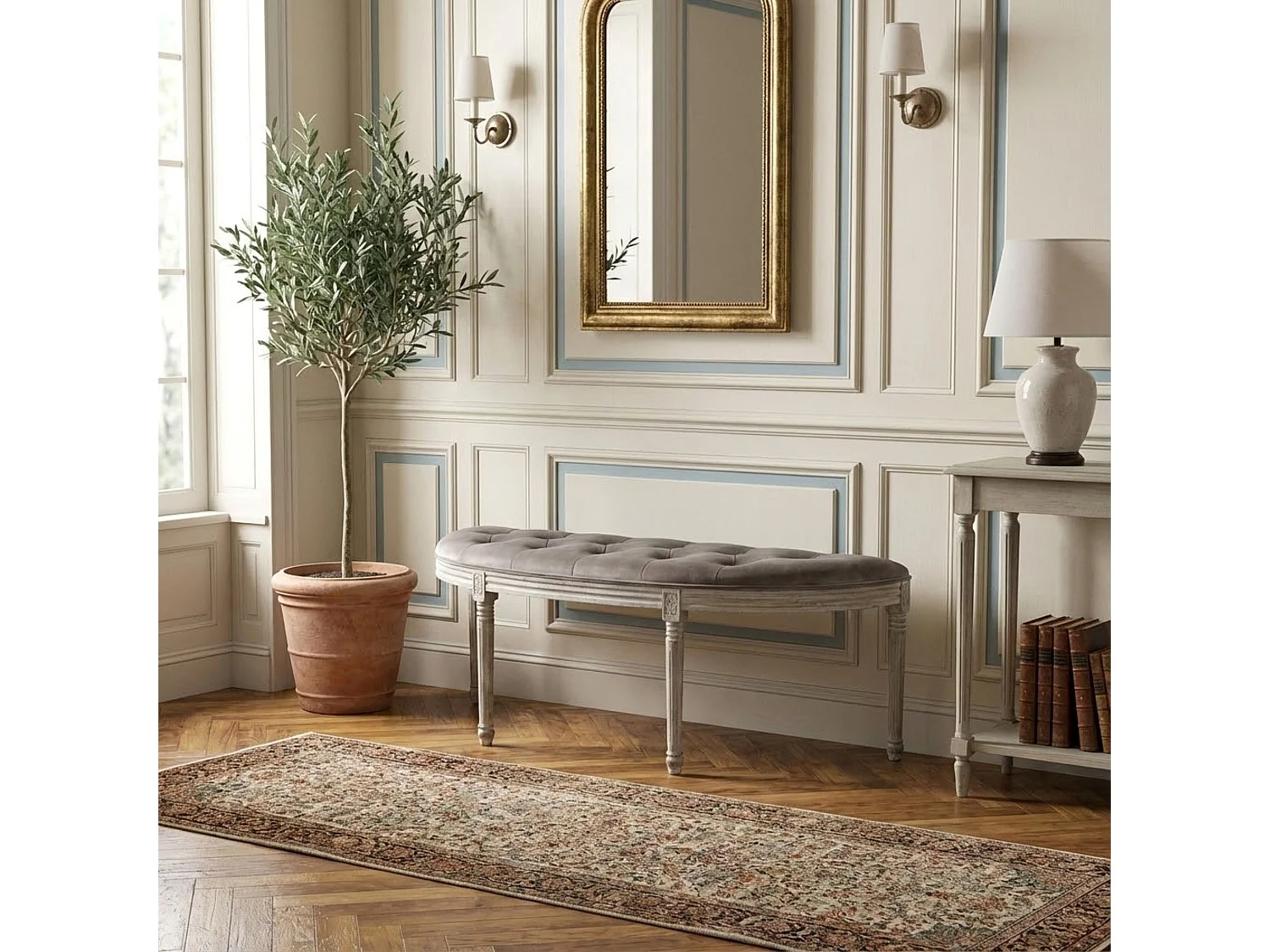 panca vintage in velluto di design moderno vintage cm 125x45x48 h