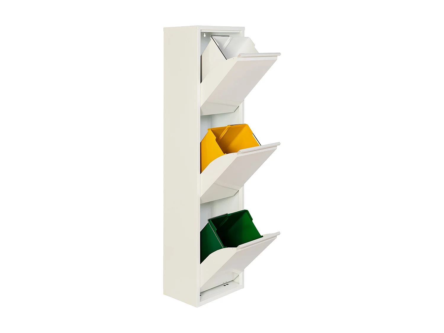 MilaniHome.it - mobile a 3 ante per raccolta differenziata di design per esterno giardino cm 34 l x 25 p x 136 hdi coloreBianco