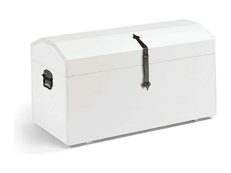 MilaniHome.it - Baule In Legno Massello 98x47x54di coloreBianco