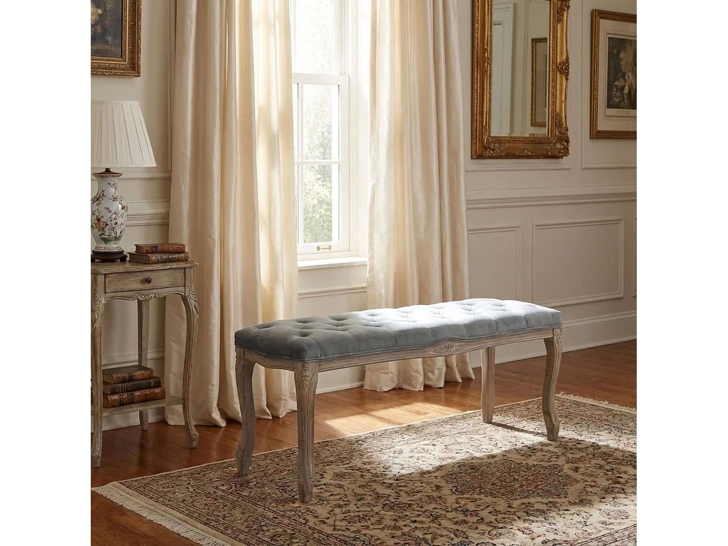 MilaniHome.it - panca vintage in velluto di design moderno vintage cm 110x36x47 hdi coloreGrigio