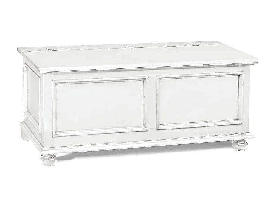 Milani Home - cassapanca baule contenitore in legno massello, bianco, per camera, cameretta, ingresso e salotto