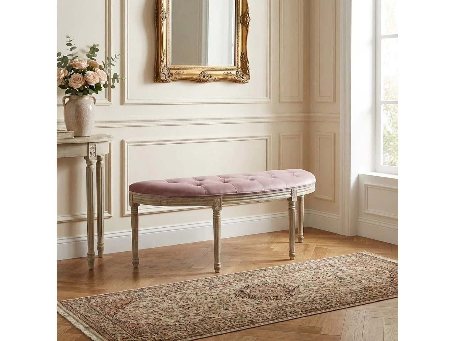 panca vintage in velluto di design moderno vintage cm 125x45x48 h