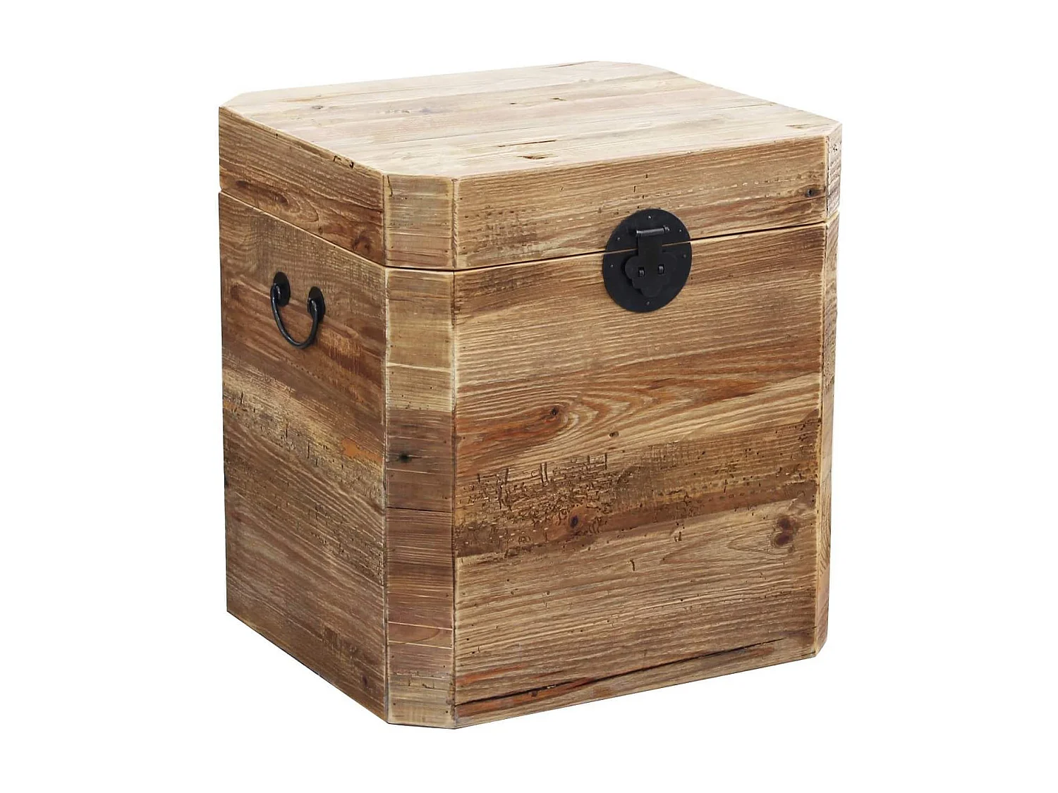 MilaniHome.it - Baule in legno di pino riciclato di design moderno in legno invecchiato pezzo unico cm 52x48x55 hdi coloreMarrone