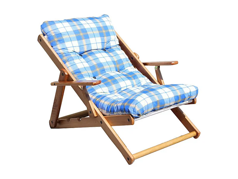 MilaniHome.it - Poltrona Sdraio 3 Posizioni Blu Con Cuscino Per Interno, Veranda Salotto Sdraio Porticodi coloreBlu