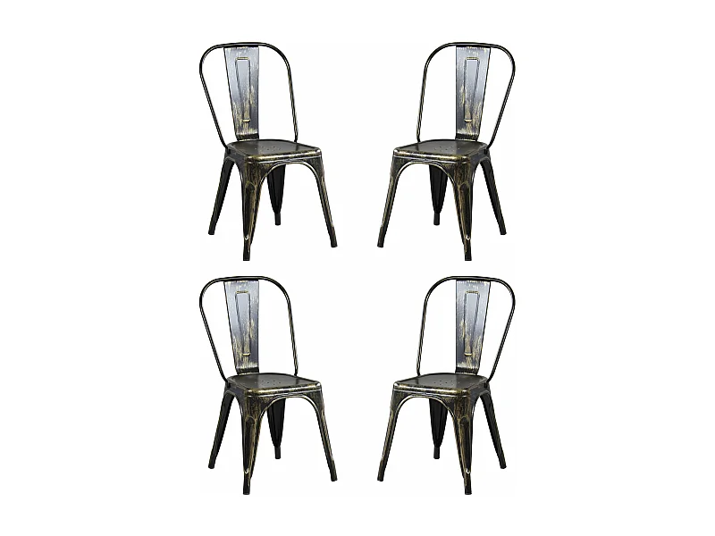 MilaniHome.it - Set Di 4 Sedie In Metallo Di Design Moderno Industrial Vintage Per Sala Da Pranzo Bar Ristorante Soggiornodi coloreOro