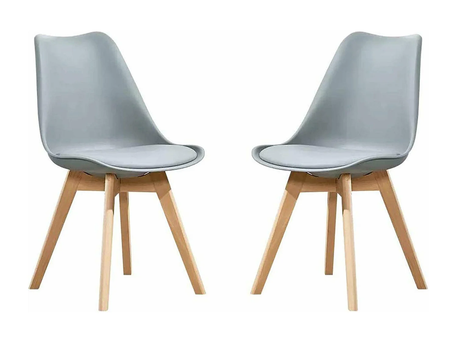 MilaniHome.it - Set Di 2 Sedie Moderne Con Seduta Imbottita Stile Nordico Gambe In Legno Per Sala Da Pranzo Salotto Bar Ristorantedi coloreGrigio