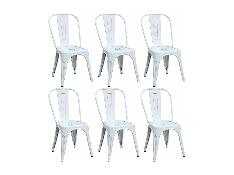 MilaniHome.it - Set Di 6 Sedie In Metallo Di Design Moderno Industrial Vintage Per Sala Da Pranzo Bar Ristorante Soggiornodi coloreBianco