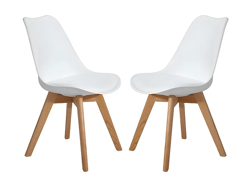 MilaniHome.it - Set Di 2 Sedie Di Design Moderne In Polipropilene Bianco E Legno Massello Di Faggio Per Sala Da Pranzo Locale Bar Ristorantedi coloreBianco