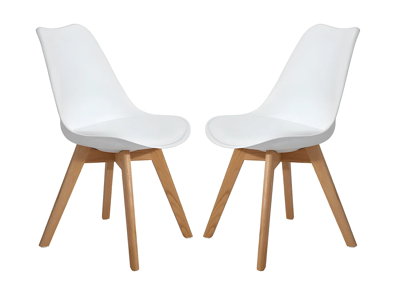 MilaniHome.it - Set Di 2 Sedie Di Design Moderne In Polipropilene Bianco E Legno Massello Di Faggio Per Sala Da Pranzo Locale Bar Ristorantedi coloreBianco