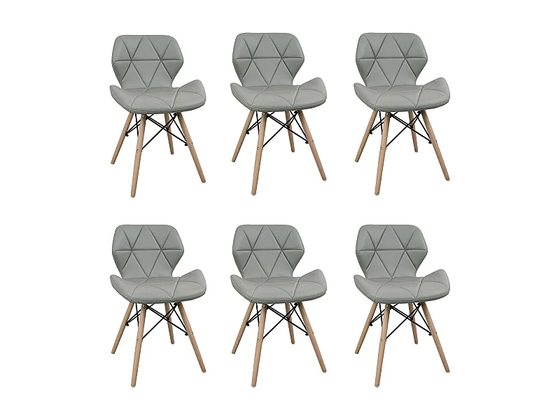 MilaniHome.it - Set Di 6 Sedie Da Cucina Moderna Di Design In Ecopelle Di Design Similpelle Stile Moderno Gambe In Legno Per Sala Da Pranzo, Cm 41x49x71 Hdi coloreGrigio