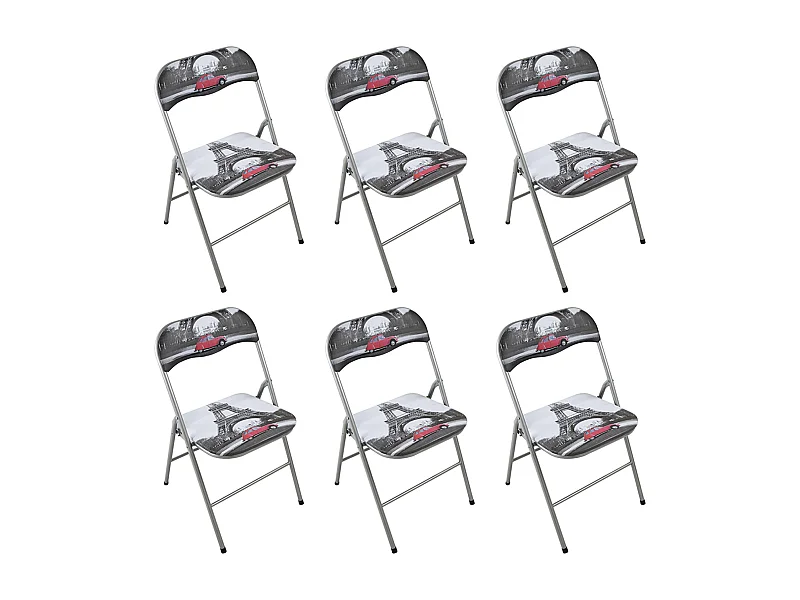 MilaniHome.it - Set Di 6 Sedie Slim Pieghevoli Parigi Di Design Con Comoda Imbottitura Nella Seduta Per Ospiti, Ufficio, Casadi coloreParigi