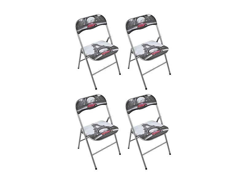 MilaniHome.it - Set Di 4 Sedie Slim Pieghevoli Parigi Di Design Con Comoda Imbottitura Nella Seduta Per Ospiti, Ufficio, Casadi coloreParigi