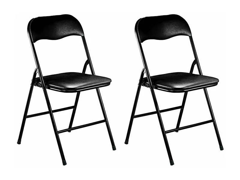 MilaniHome.it - Set Di 2 Sedie Pieghevoli Slim Nere Opache Struttura Nera Per Interno Sala Da Pranzo Salotto Cucina Ufficiodi coloreNero