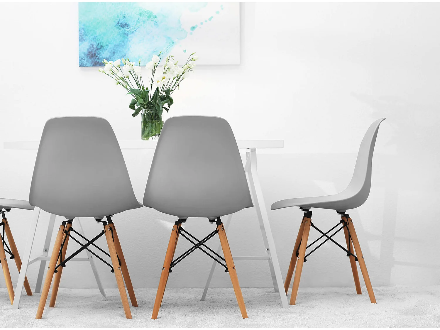 MilaniHome.it - Set Di 2 Sedie Di Design Moderne In Abs Grigio Struttura In Metallo Verniciato Nero Gambe In Legno Massello Di Faggiodi coloreGrigio