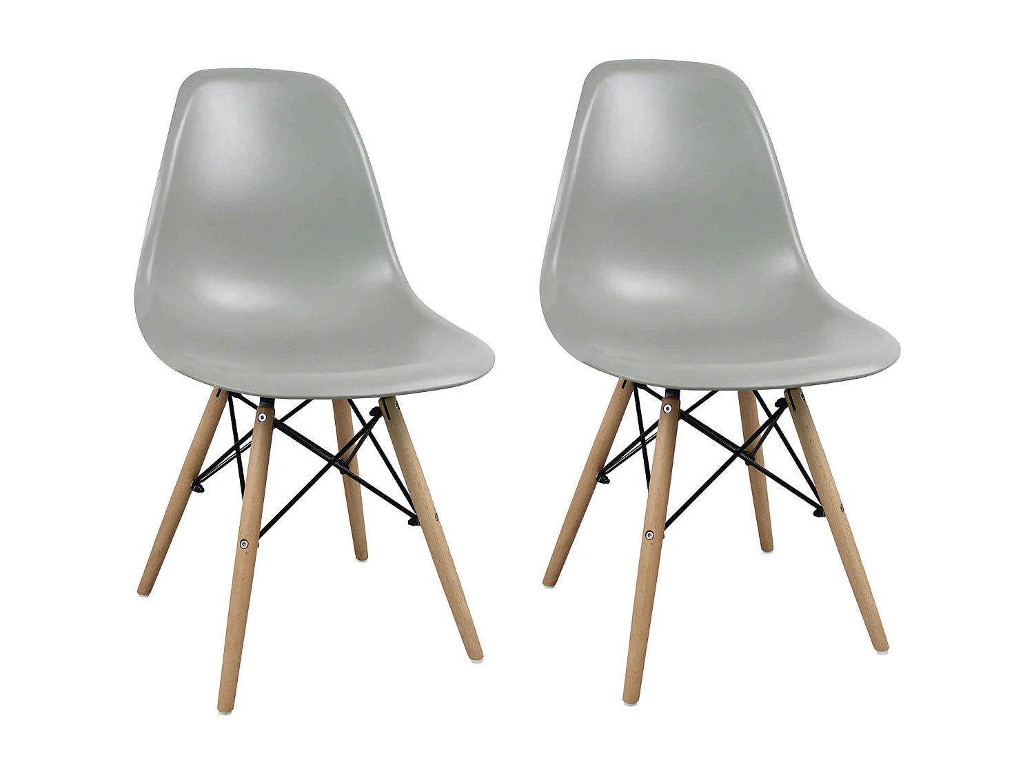 MilaniHome.it - Set Di 2 Sedie Di Design Moderne In Abs Grigio Struttura In Metallo Verniciato Nero Gambe In Legno Massello Di Faggiodi coloreGrigio