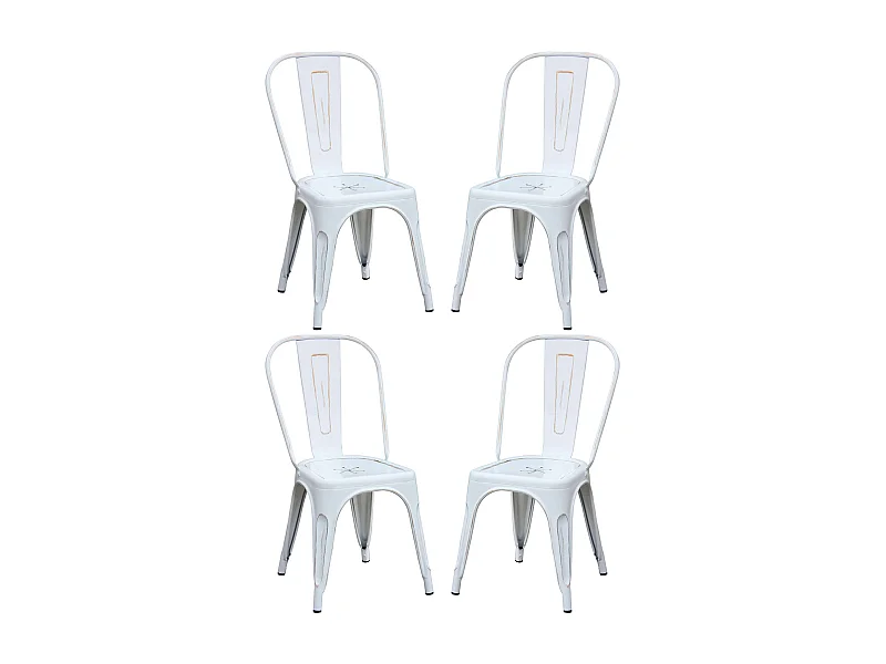 MilaniHome.it - Set Di 4 Sedie In Metallo Di Design Moderno Industrial Vintage Per Sala Da Pranzo Bar Ristorante Soggiornodi coloreBianco