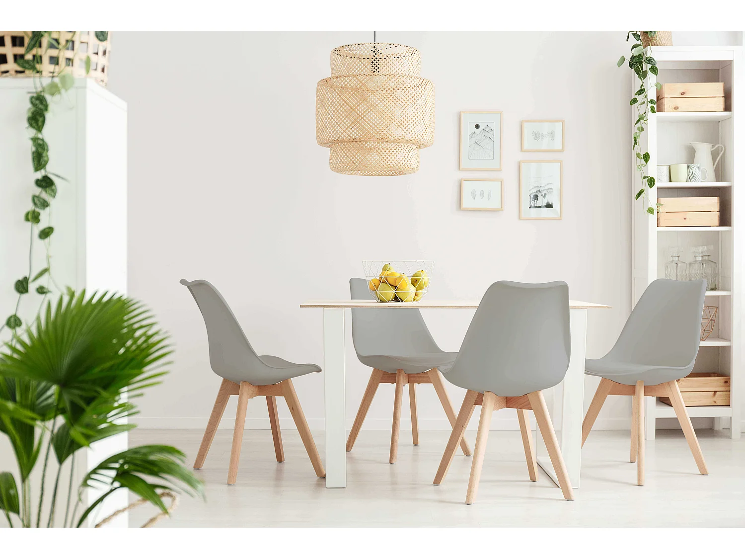 MilaniHome.it - Set Di 4 Sedie Moderne Con Seduta Imbottita Stile Nordico Gambe In Legno Per Sala Da Pranzo Salotto Bar Ristorantedi coloreGrigio