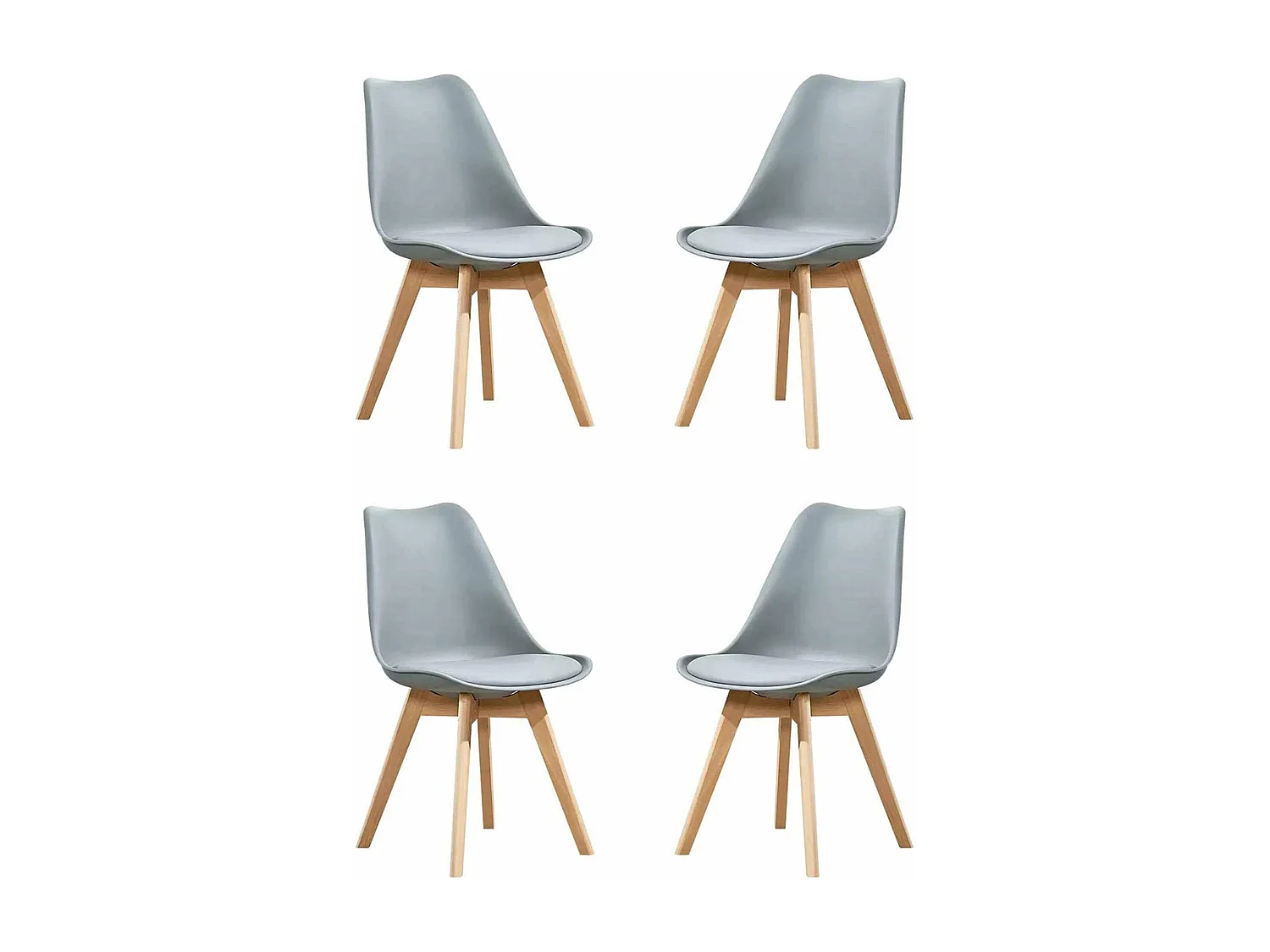 MilaniHome.it - Set Di 4 Sedie Moderne Con Seduta Imbottita Stile Nordico Gambe In Legno Per Sala Da Pranzo Salotto Bar Ristorantedi coloreGrigio