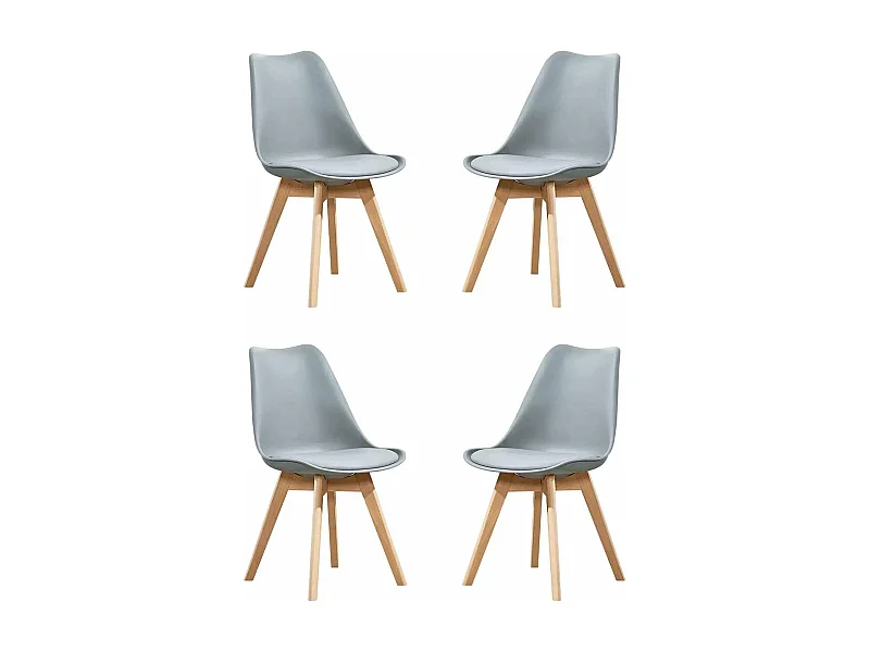 MilaniHome.it - Set Di 4 Sedie Moderne Con Seduta Imbottita Stile Nordico Gambe In Legno Per Sala Da Pranzo Salotto Bar Ristorantedi coloreGrigio