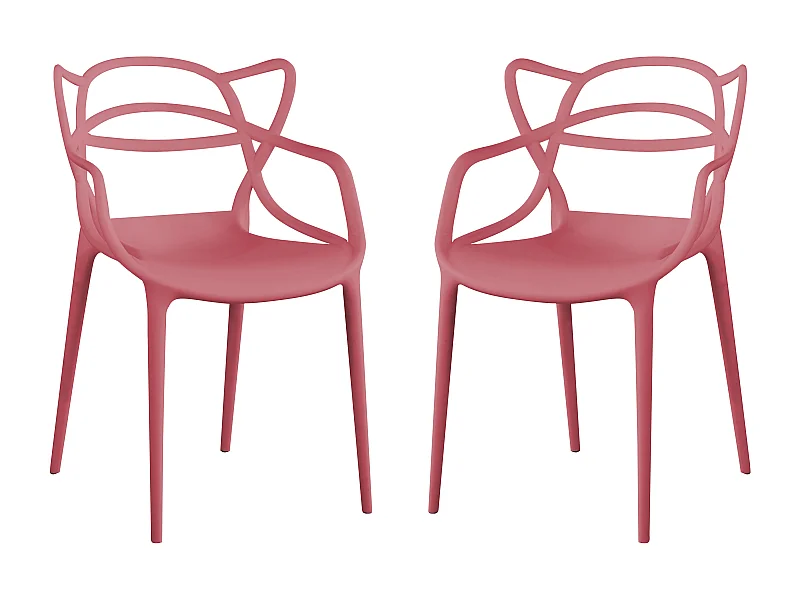 MilaniHome.it - Set Di 2 Sedia In Polipropilene Plastica Rosa Di Alta Qualità Di Design Per Interno E Giardino Stile Moderno Per Sala Da Pranzo, Cucinadi coloreRosa