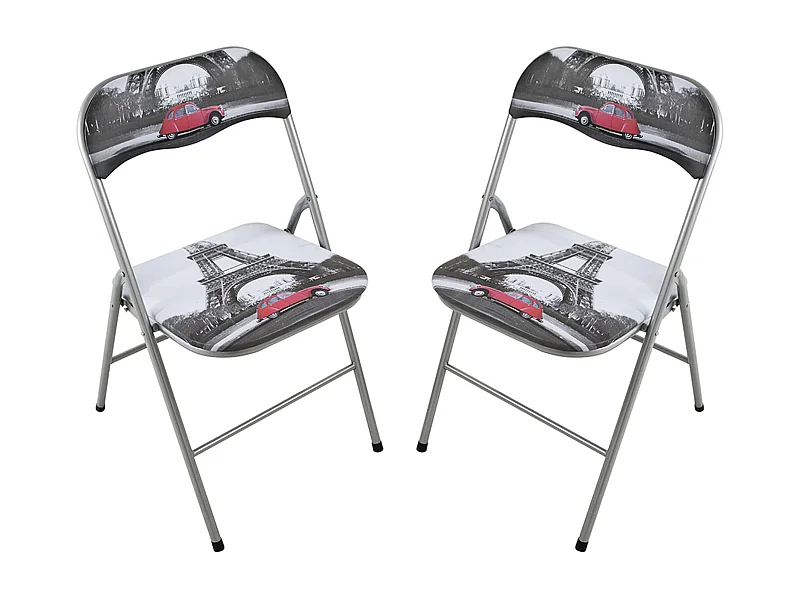 MilaniHome.it - Set Di 2 Sedie Slim Pieghevoli Parigi Di Design Con Comoda Imbottitura Nella Seduta Per Ospiti, Ufficio, Casadi coloreParigi