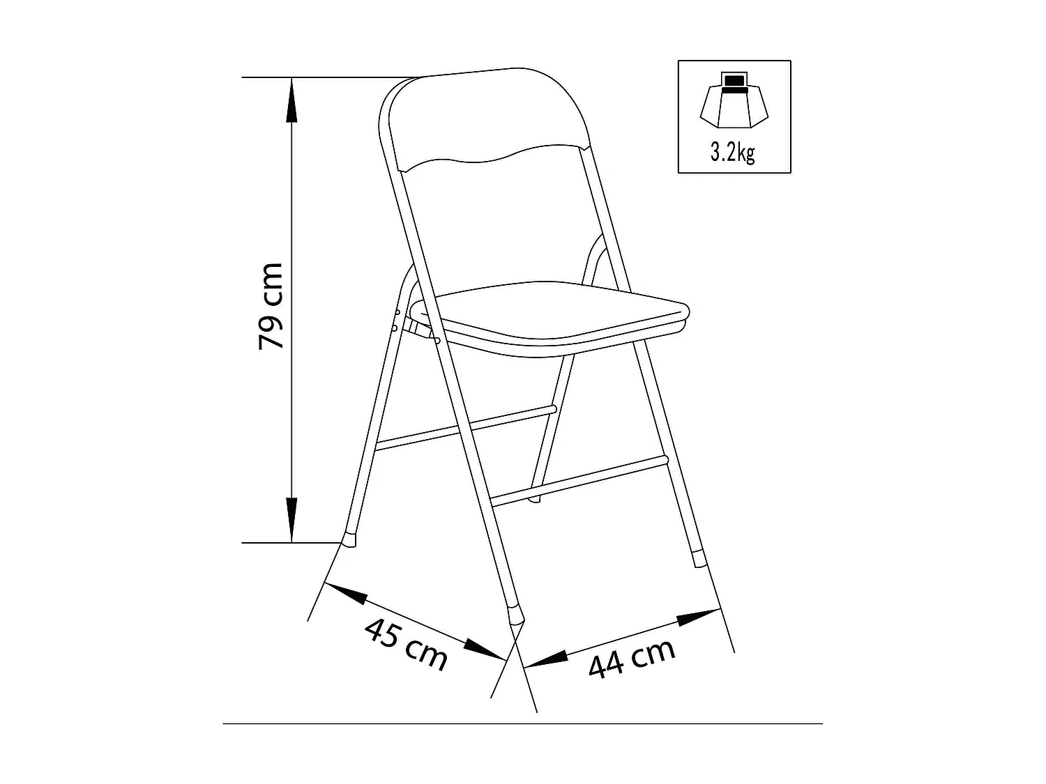 MilaniHome.it - Sedia Pieghevole Slim Nera Per Interno Sala Da Pranzo Salotto Cucina Ufficiodi coloreNero
