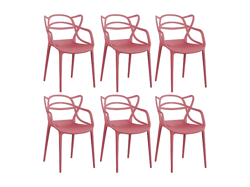 MilaniHome.it - Set Di 6 Sedia In Polipropilene Plastica Rosa Di Alta Qualità Di Design Per Interno E Giardino Stile Moderno Per Sala Da Pranzo, Cucinadi coloreRosa
