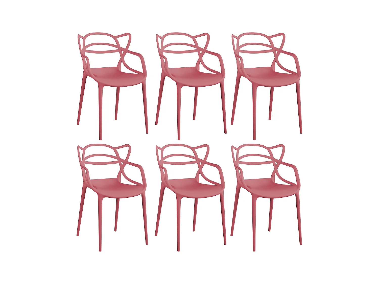 MilaniHome.it - Set Di 6 Sedia In Polipropilene Plastica Rosa Di Alta Qualità Di Design Per Interno E Giardino Stile Moderno Per Sala Da Pranzo, Cucinadi coloreRosa