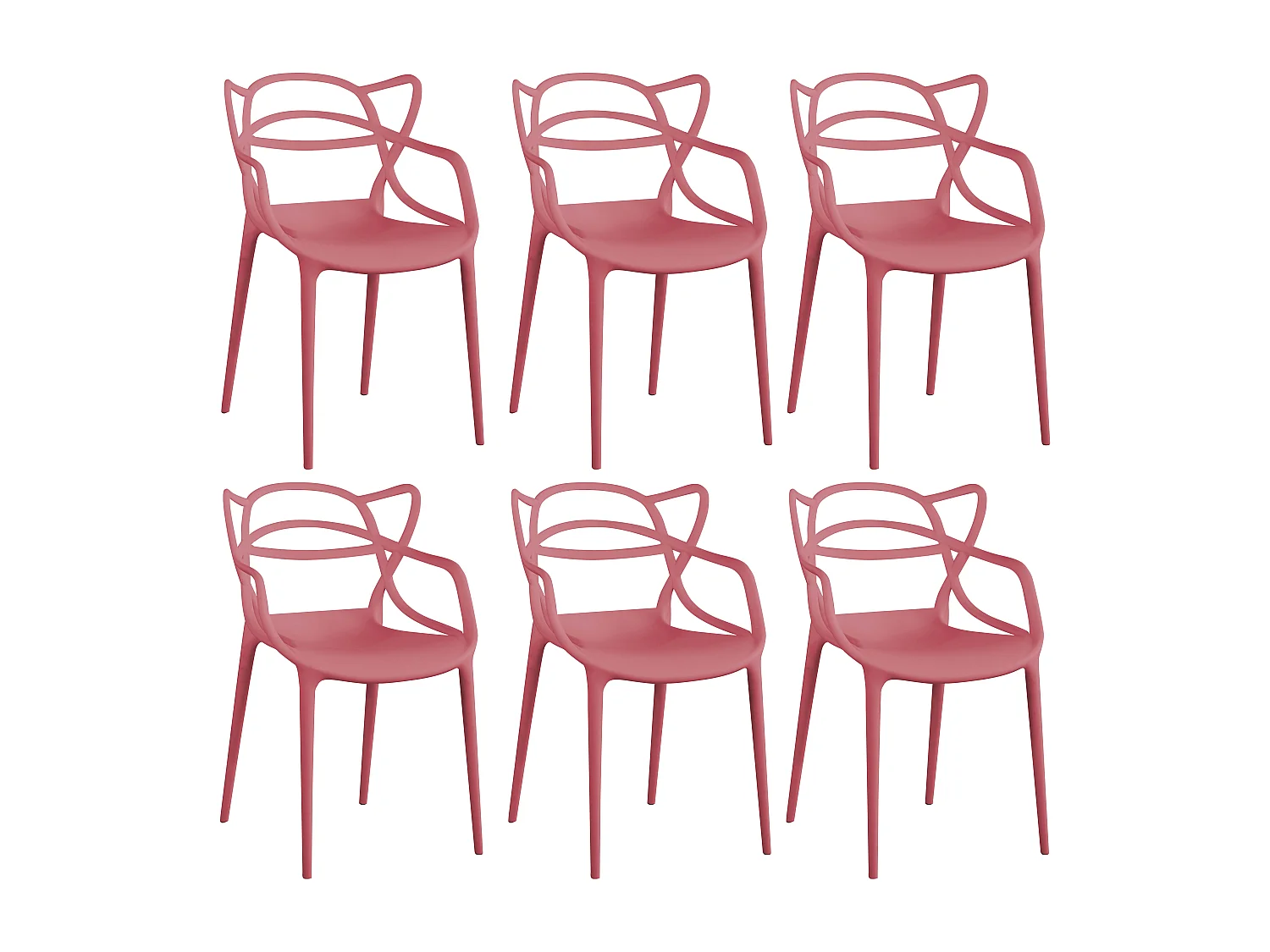 MilaniHome.it - Set Di 6 Sedia In Polipropilene Plastica Rosa Di Alta Qualità Di Design Per Interno E Giardino Stile Moderno Per Sala Da Pranzo, Cucinadi coloreRosa