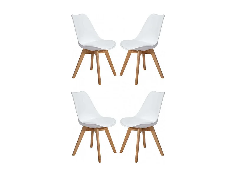 MilaniHome.it - Set Di 4 Sedie Di Design Moderne In Polipropilene Bianco E Legno Massello Di Faggio Per Sala Da Pranzo Locale Bar Ristorantedi coloreBianco
