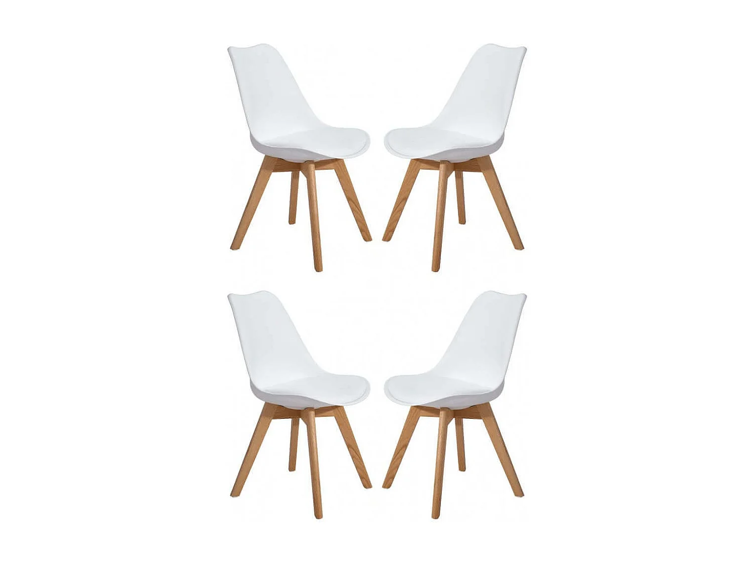 MilaniHome.it - Set Di 4 Sedie Di Design Moderne In Polipropilene Bianco E Legno Massello Di Faggio Per Sala Da Pranzo Locale Bar Ristorantedi coloreBianco