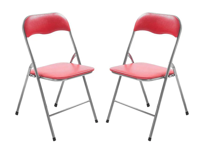 MilaniHome.it - Set Di 2 Sedie Pieghevoli Slim Rosse Opache Struttura Grigia Per Interno Sala Da Pranzo Salotto Cucina Ufficiodi coloreRosso