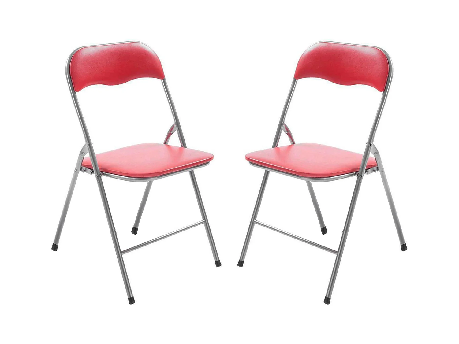 MilaniHome.it - Set Di 2 Sedie Pieghevoli Slim Rosse Opache Struttura Grigia Per Interno Sala Da Pranzo Salotto Cucina Ufficiodi coloreRosso