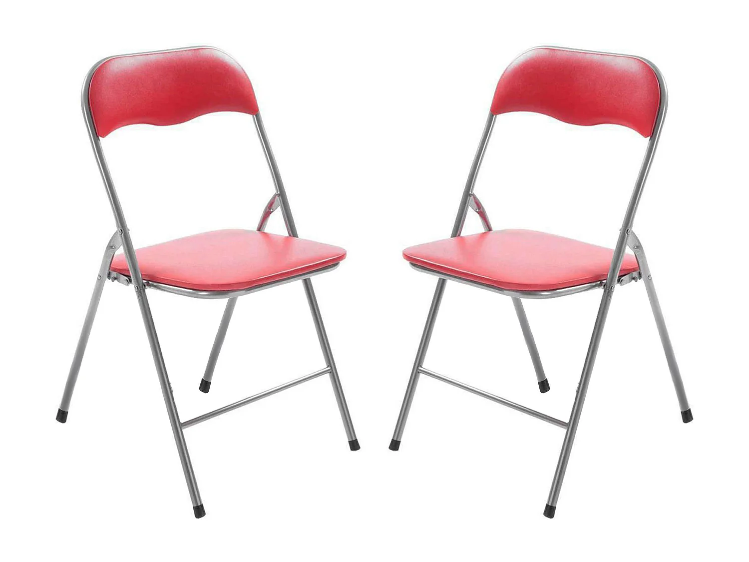 MilaniHome.it - Set Di 2 Sedie Pieghevoli Slim Rosse Opache Struttura Grigia Per Interno Sala Da Pranzo Salotto Cucina Ufficiodi coloreRosso