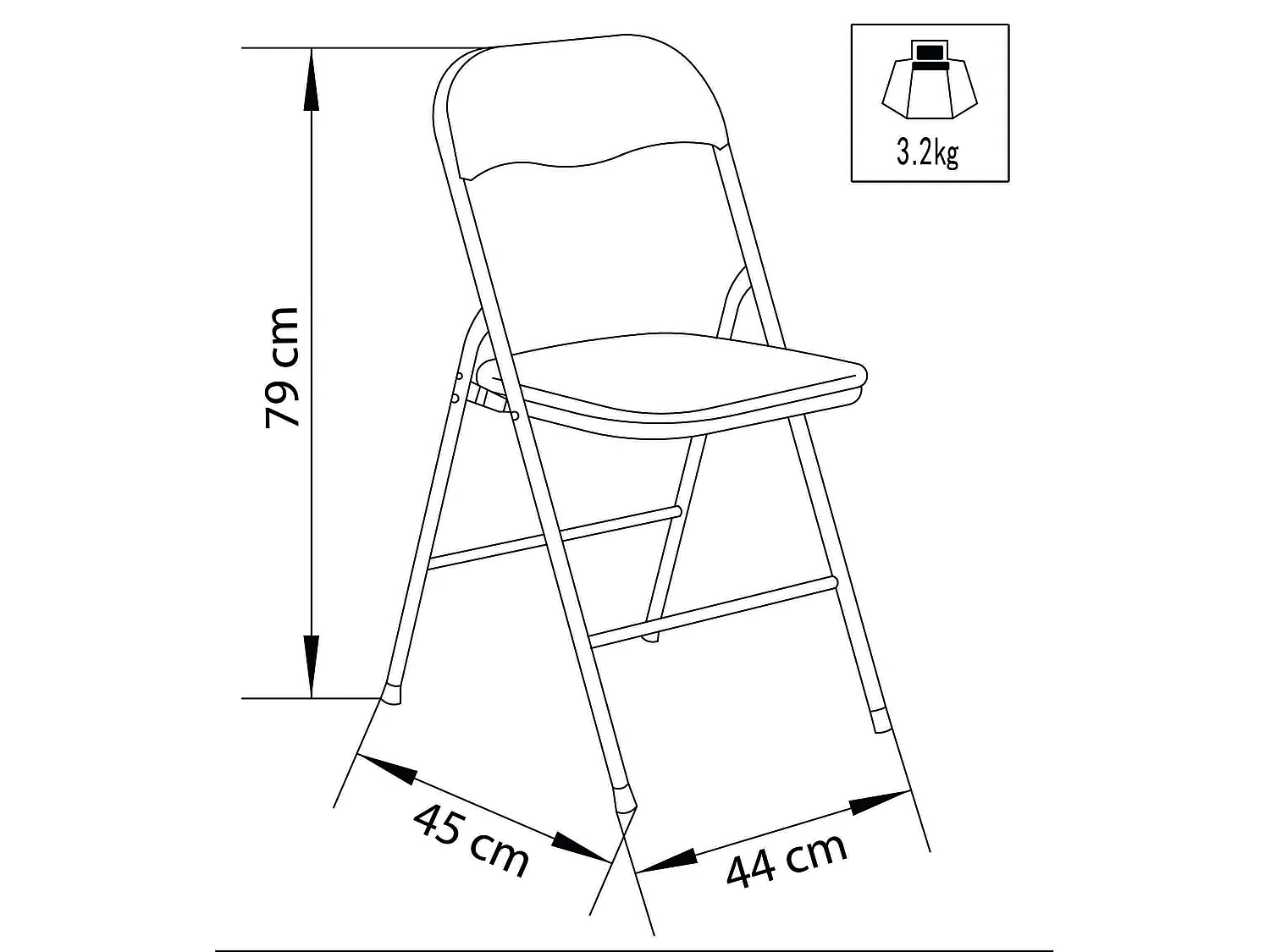 Milani Home - sedia pieghevole da interno in acciaio e PVC, bianco, per sala da pranzo, cucina e ufficio