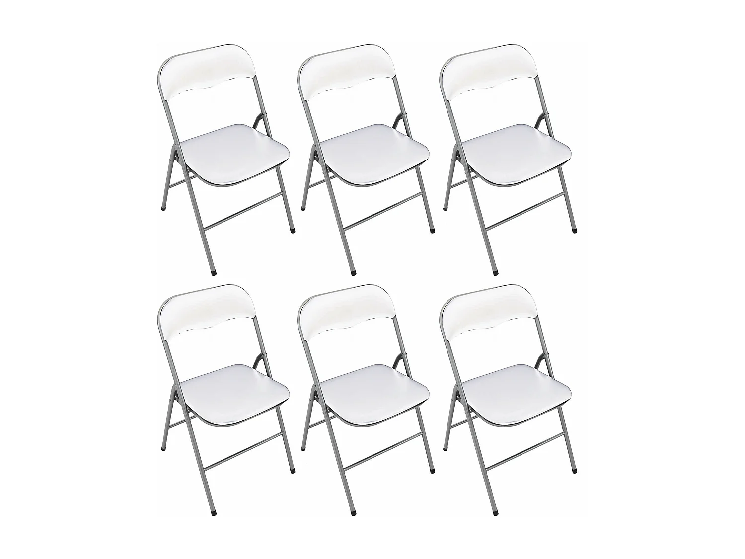 MilaniHome.it - Set Di 6 Sedie Pieghevoli Slim Bianche Opache Struttura Grigia Per Interno Sala Da Pranzo Salotto Cucina Ufficiodi coloreBianco