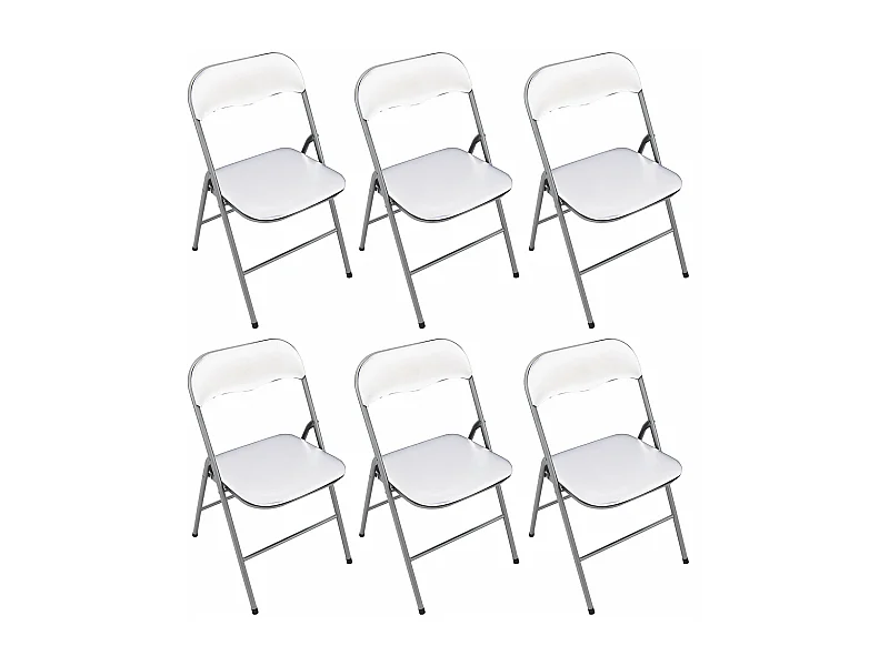 MilaniHome.it - Set Di 6 Sedie Pieghevoli Slim Bianche Opache Struttura Grigia Per Interno Sala Da Pranzo Salotto Cucina Ufficiodi coloreBianco