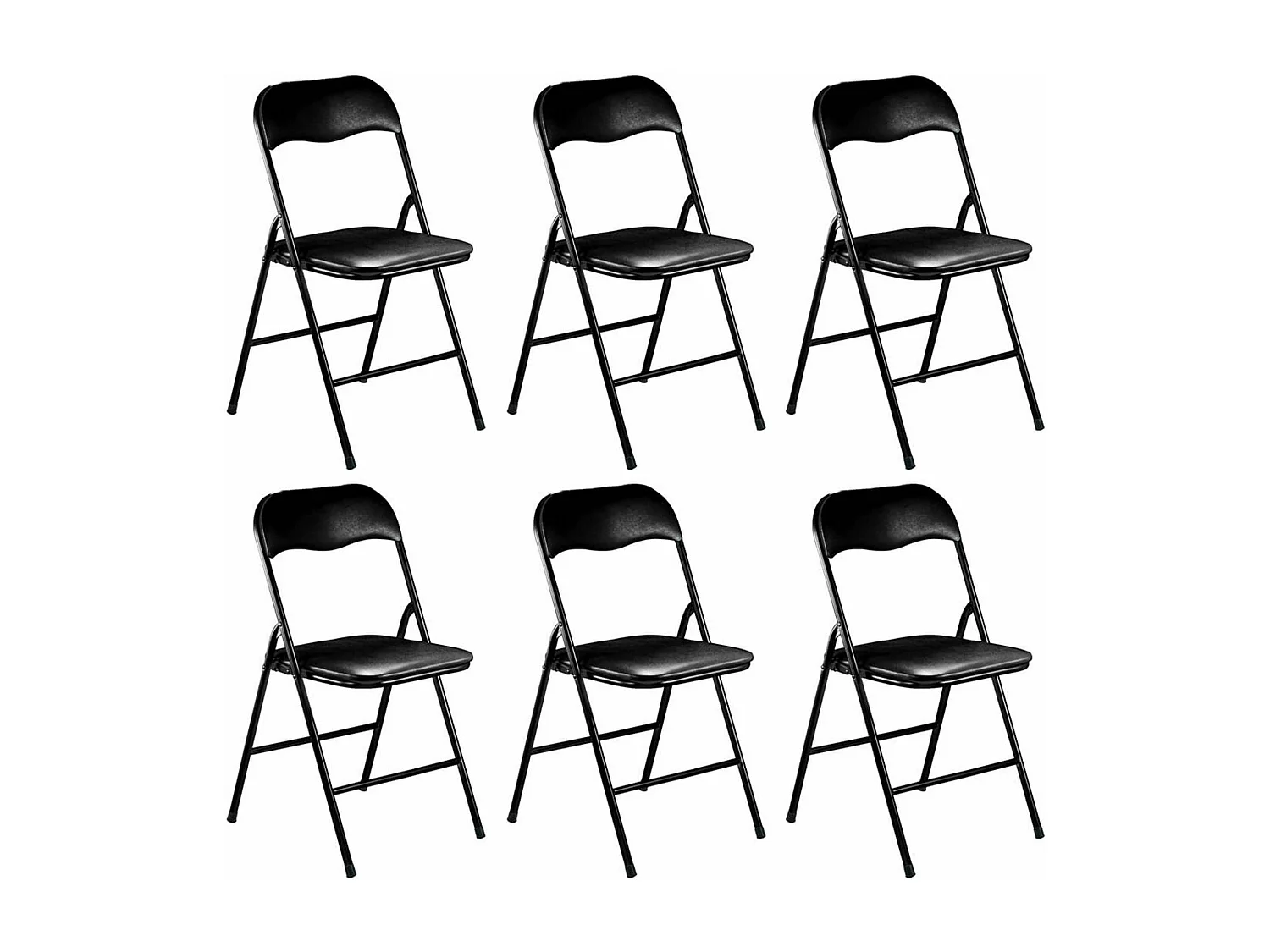 MilaniHome.it - Set Di 6 Sedie Pieghevoli Slim Nere Opache Struttura Nera Per Interno Sala Da Pranzo Salotto Cucina Ufficiodi coloreNero