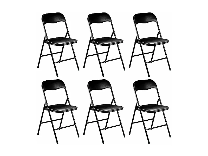 MilaniHome.it - Set Di 6 Sedie Pieghevoli Slim Nere Opache Struttura Nera Per Interno Sala Da Pranzo Salotto Cucina Ufficiodi coloreNero