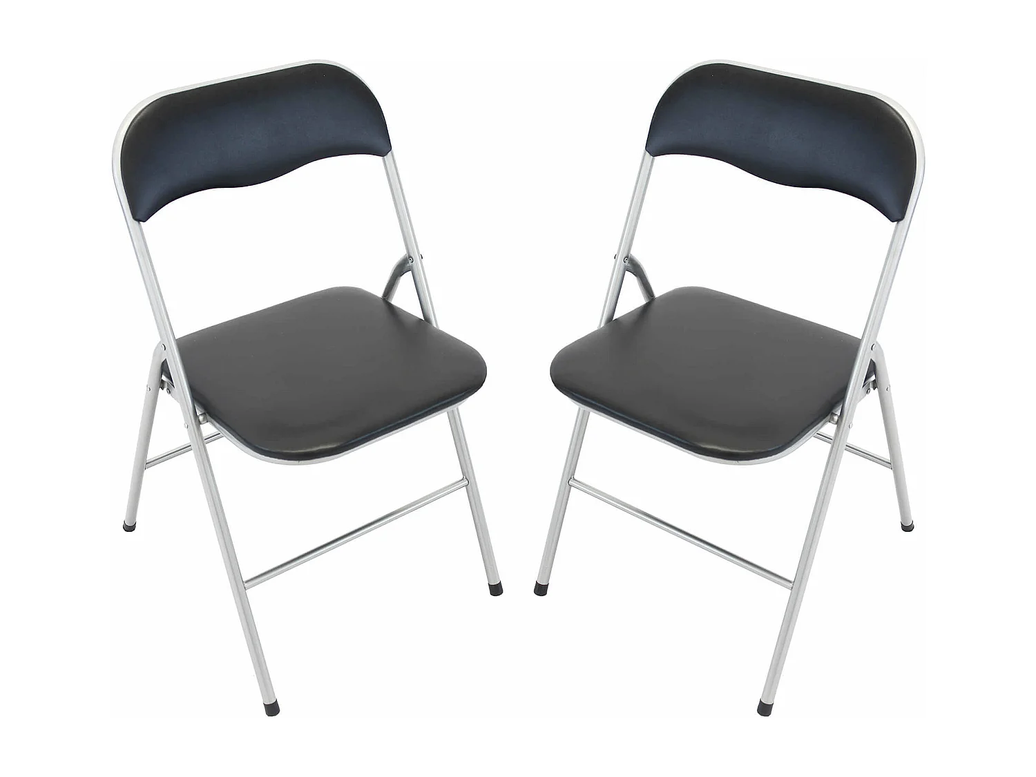 MilaniHome.it - Set Di 2 Sedie Slim Pieghevoli Nere Con Comoda Imbottitura Della Seduta Per Ospiti, Ufficio, Casa, Campeggiodi coloreNero