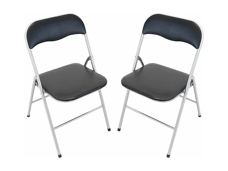 MilaniHome.it - Set Di 2 Sedie Slim Pieghevoli Nere Con Comoda Imbottitura Della Seduta Per Ospiti, Ufficio, Casa, Campeggiodi coloreNero