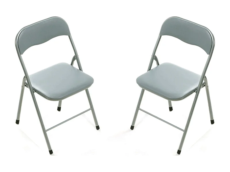 MilaniHome.it - Set Di 2 Sedie Pieghevoli Slim Grigio Chiaro Opache Struttura Grigia Per Interno Sala Da Pranzo Salotto Cucina Ufficiodi coloreGrigio