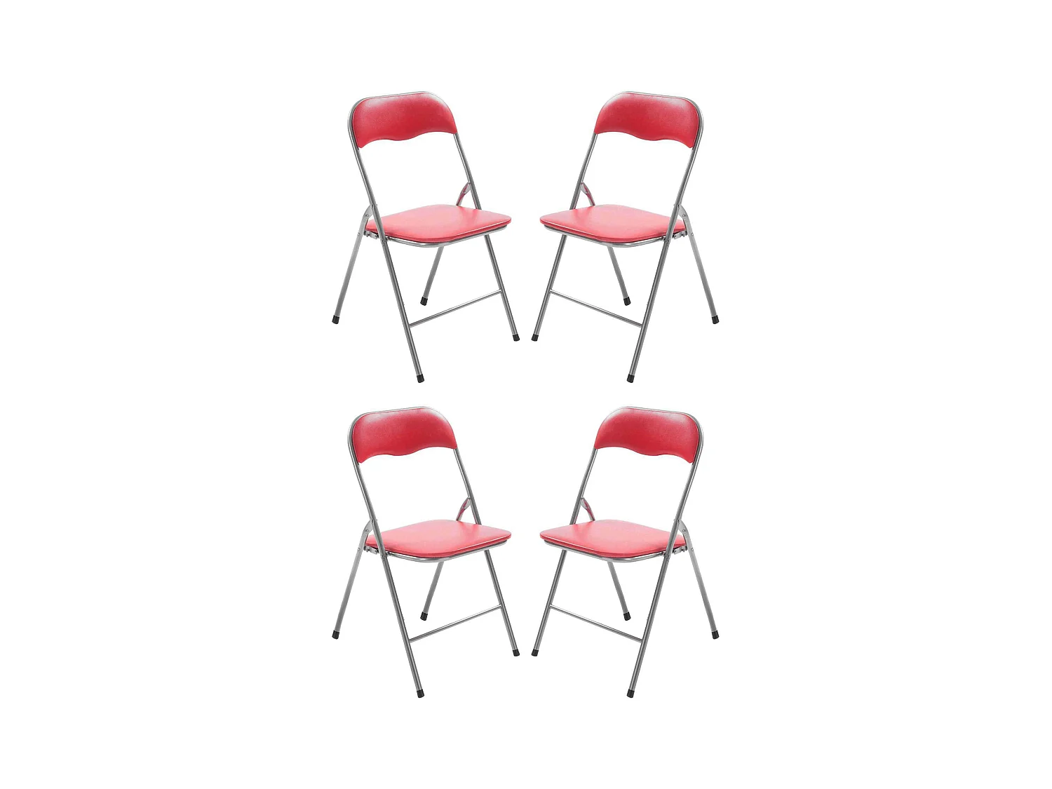 MilaniHome.it - Set Di 4 Sedie Pieghevoli Slim Rosse Opache Struttura Grigia Per Interno Sala Da Pranzo Salotto Cucina Ufficiodi coloreRosso