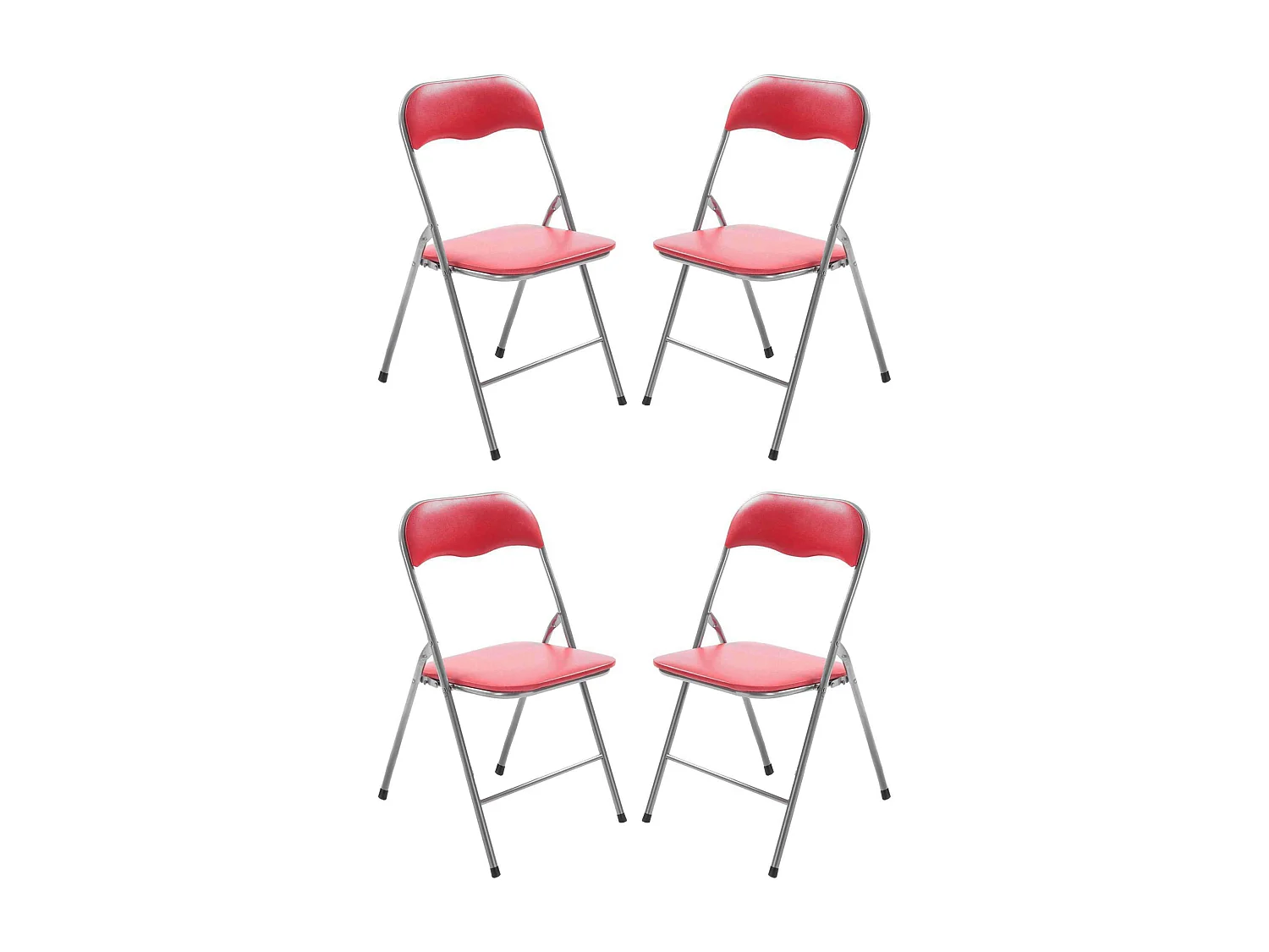 MilaniHome.it - Set Di 4 Sedie Pieghevoli Slim Rosse Opache Struttura Grigia Per Interno Sala Da Pranzo Salotto Cucina Ufficiodi coloreRosso