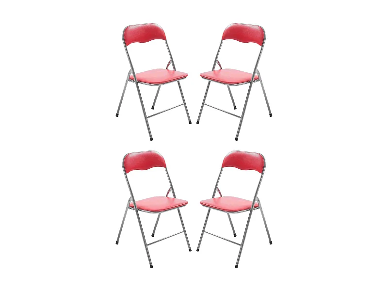 MilaniHome.it - Set Di 4 Sedie Pieghevoli Slim Rosse Opache Struttura Grigia Per Interno Sala Da Pranzo Salotto Cucina Ufficiodi coloreRosso