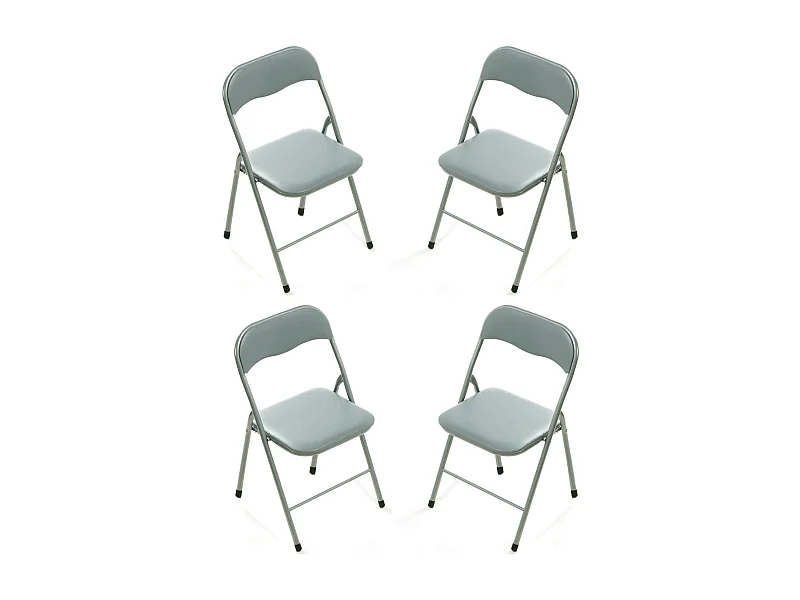 MilaniHome.it - Set Di 4 Sedie Pieghevoli Slim Grigio Chiaro Opache Struttura Grigia Per Interno Sala Da Pranzo Salotto Cucina Ufficiodi coloreGrigio