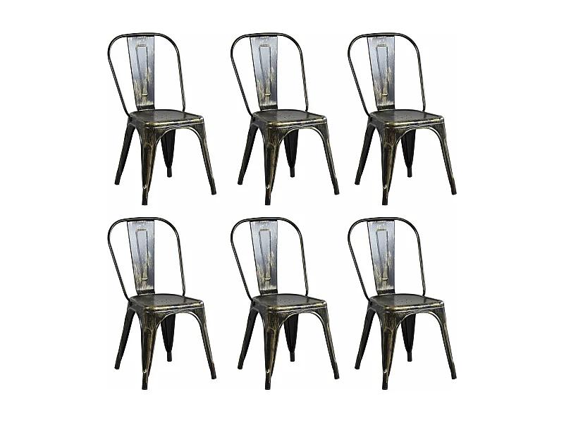 MilaniHome.it - Set Di 6 Sedie In Metallo Di Design Moderno Industrial Vintage Per Sala Da Pranzo Bar Ristorante Soggiornodi coloreOro