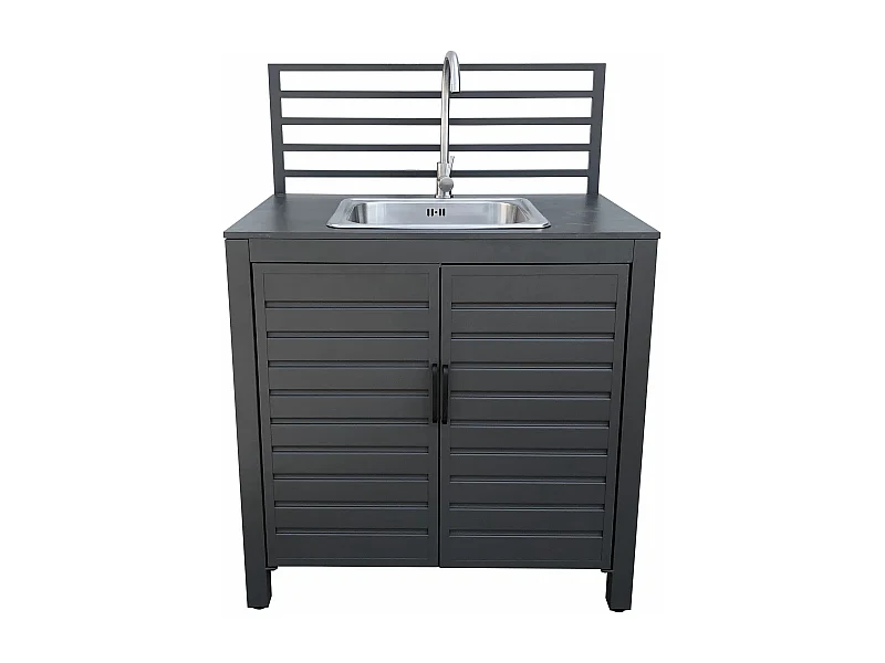 MilaniHome.it - modulo con lavello per cucina da esterno in alluminio di design per esterno giardino cm 90 l x 62 p x 125 hdi coloreAntracite